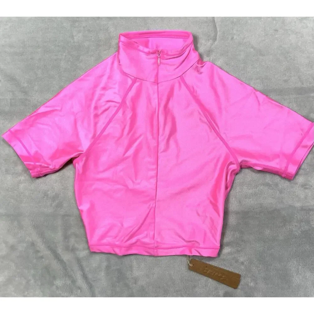 Skims XXS Shine Swim T-Shirt In Taffy Bubblegum Hot Pink Neon Brand NEW NWT